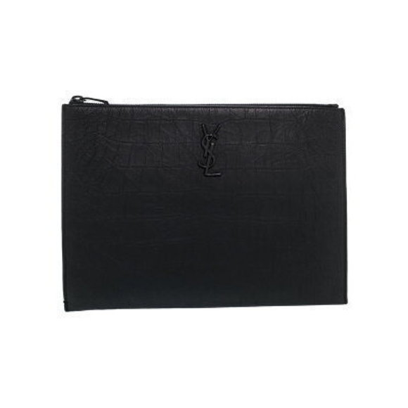 SAINT LAURENT PARIS Monogram Zip Tablet Holder Clutch Bag - Picture 1 of 8